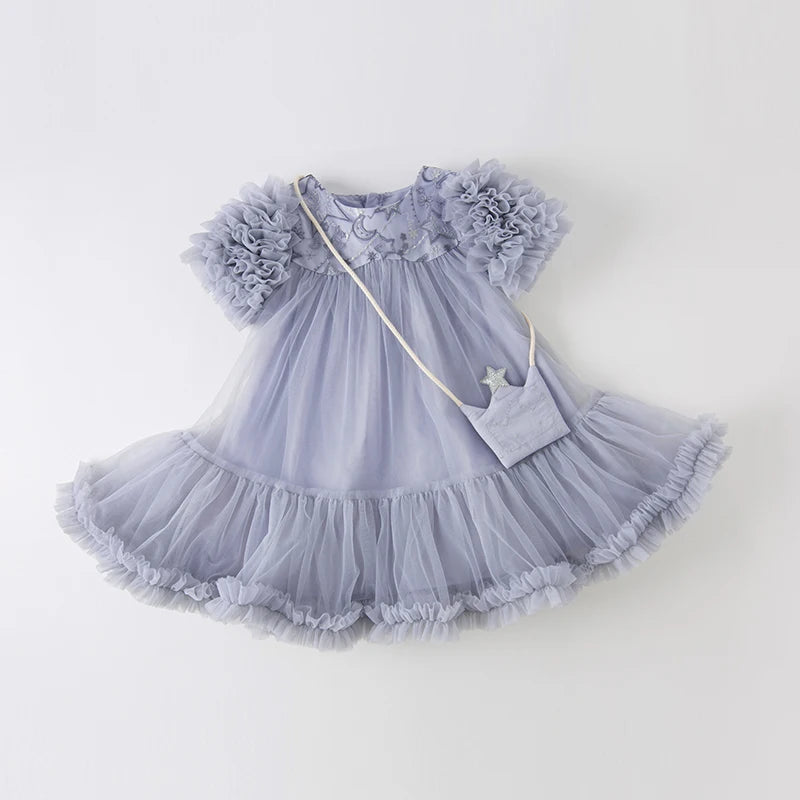 Gray Blue Dress Children Baby Girls