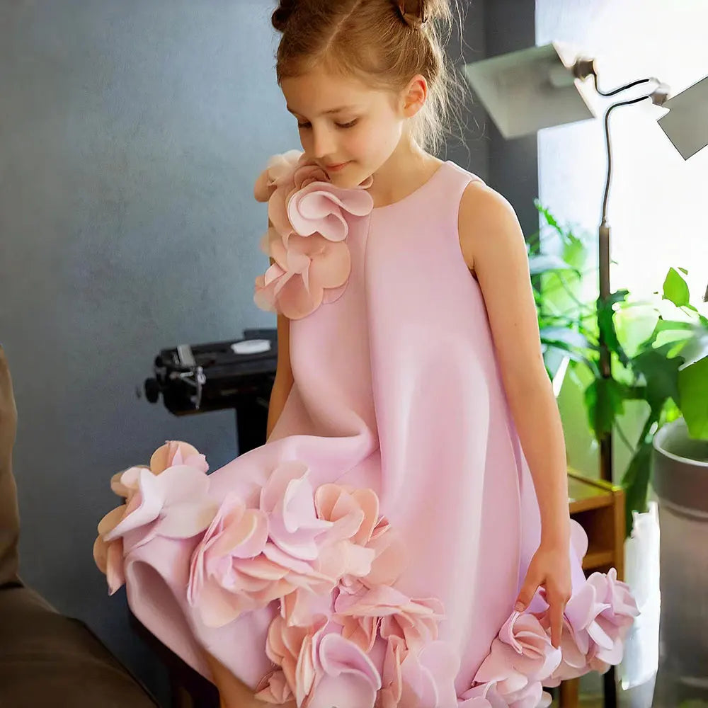 White Dress Pink Children Clothes for