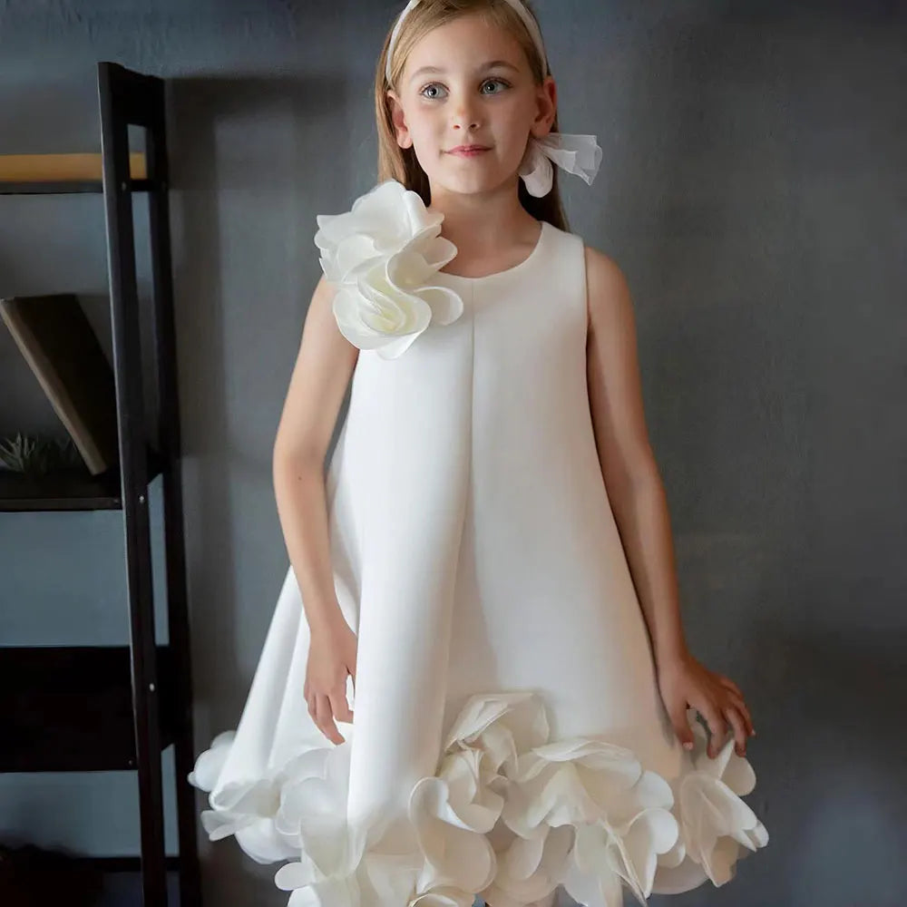 White Dress Pink Children Clothes for