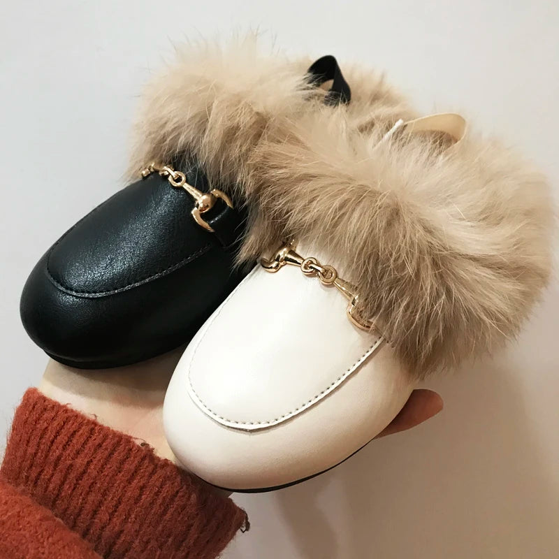 Fur Shoes Baby Girls Leather