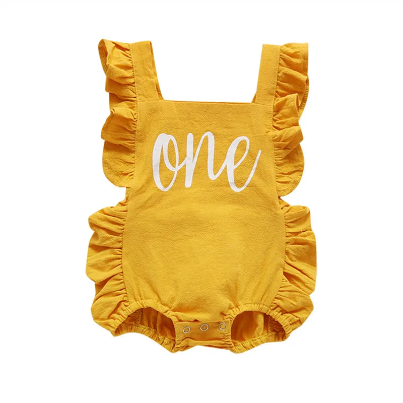0-24M Infant Girls Solid Color Romper Baby Summer Clothing Sleeveless Square Neck Ruffle Romper Jumpsuits Toddler Overalls