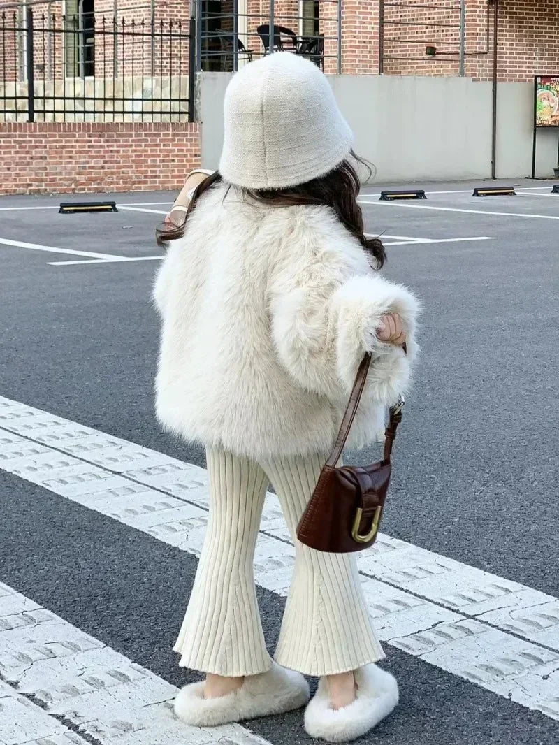 Coats Girls Plush Versatile Furs Cotton Fashion