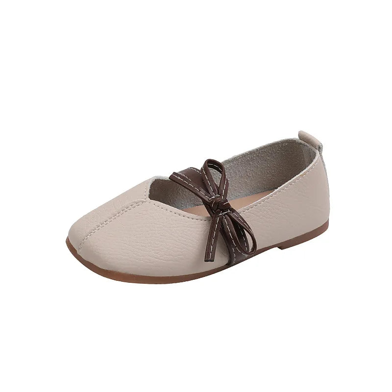 Girls' Leather Shoes Children Bow Soft Comfortable Flat