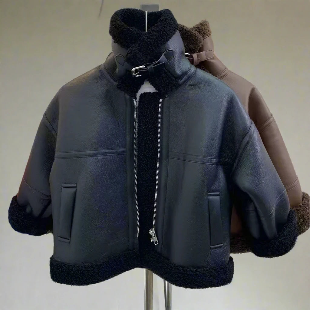 boy Girls Jackets Leather Fleece Thickness Kids Coats