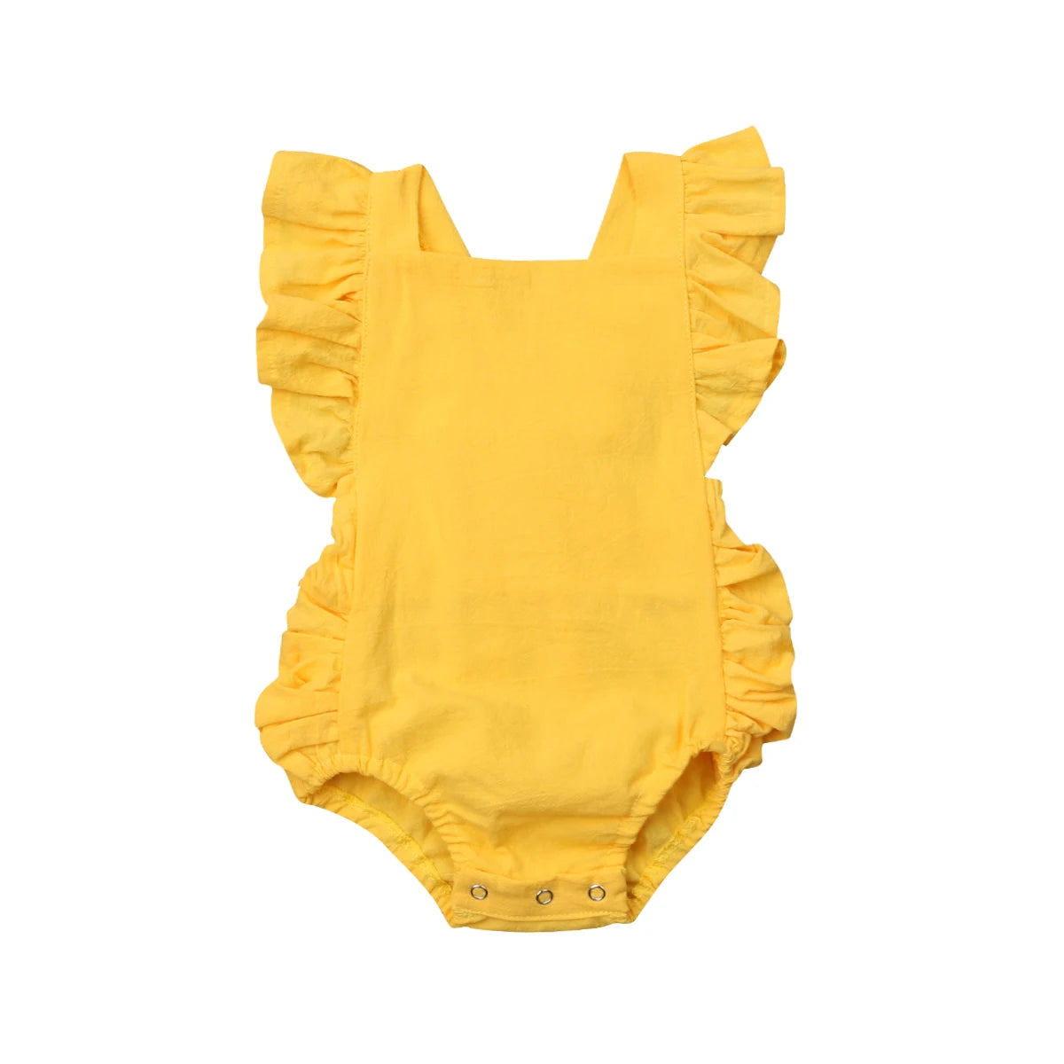 0-24M Infant Girls Solid Color Romper Baby Summer Clothing Sleeveless Square Neck Ruffle Romper Jumpsuits Toddler Overalls