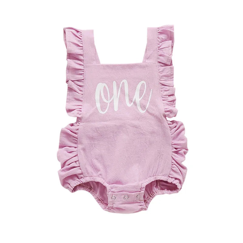 0-24M Infant Girls Solid Color Romper Baby Summer Clothing Sleeveless Square Neck Ruffle Romper Jumpsuits Toddler Overalls