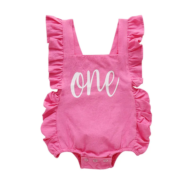 0-24M Infant Girls Solid Color Romper Baby Summer Clothing Sleeveless Square Neck Ruffle Romper Jumpsuits Toddler Overalls