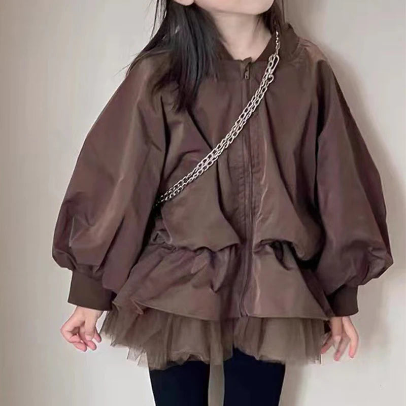 Coat Fake Two-Piece Mesh Children's Coat Top