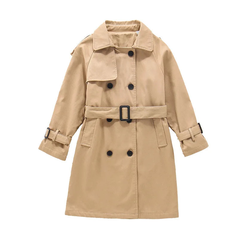 Cotton Teen Girls Long Trench Coats Jacket For Girls Children Clothing