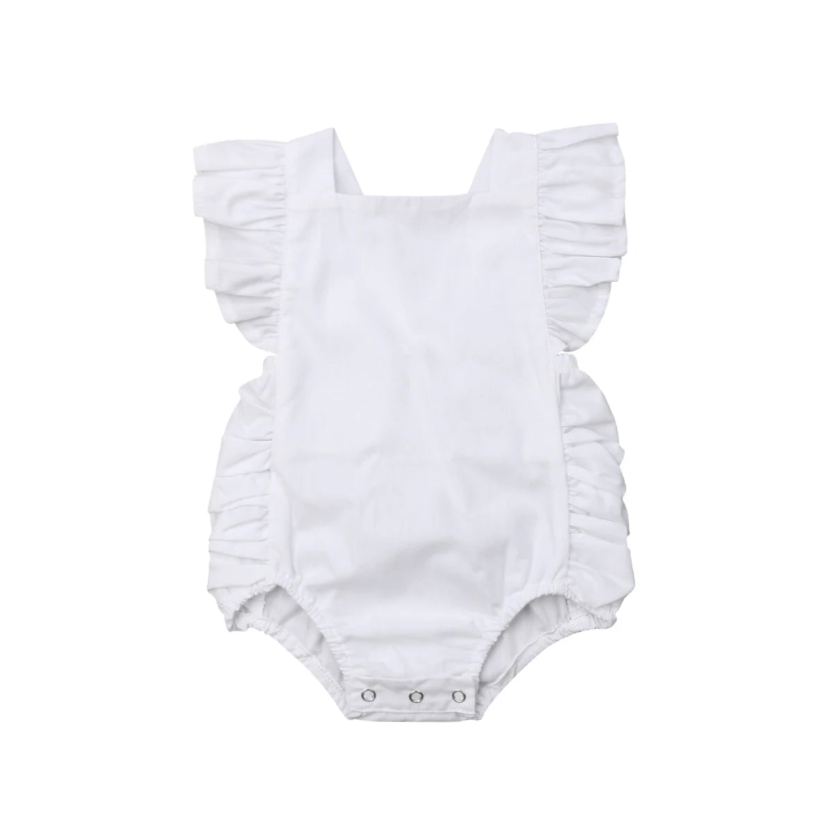 0-24M Infant Girls Solid Color Romper Baby Summer Clothing Sleeveless Square Neck Ruffle Romper Jumpsuits Toddler Overalls