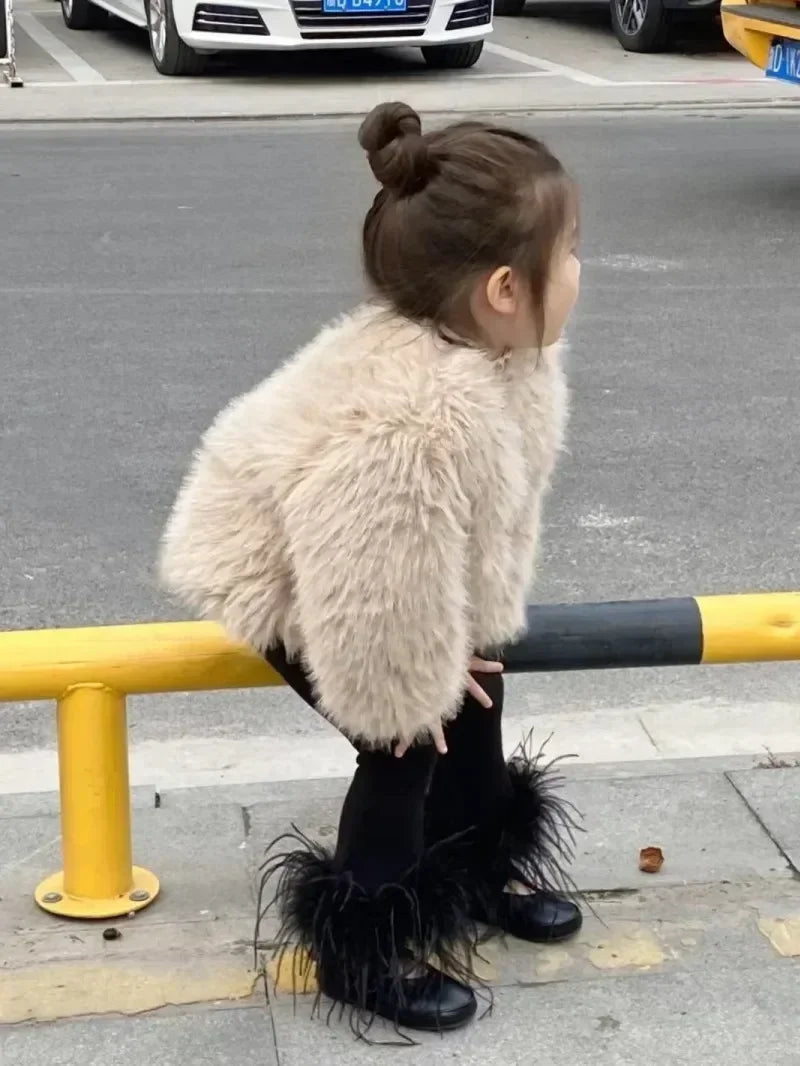 Coats Girls Plush Versatile Furs Cotton Fashion