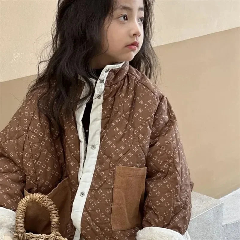 Overcoat Jacket Outerwear Floral Warm Cotton