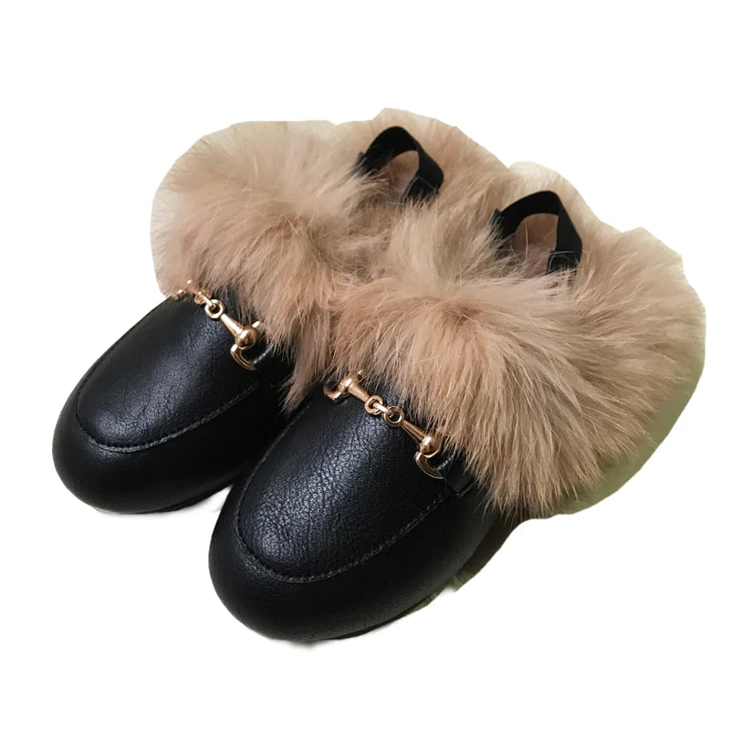 Fur Shoes Baby Girls Leather