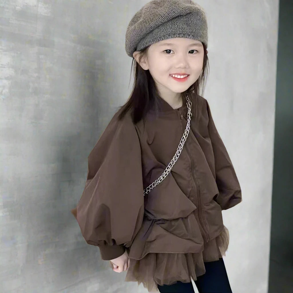 Coat Fake Two-Piece Mesh Children's Coat Top