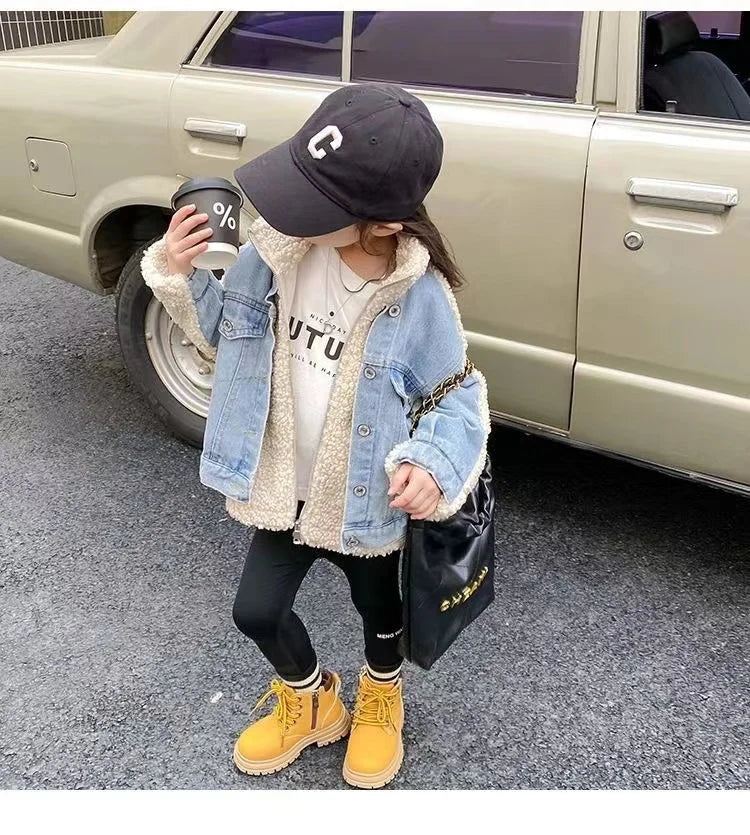 Jacket Fleece Denim Kids Coats