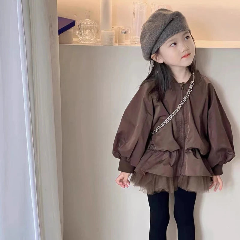 Coat Fake Two-Piece Mesh Children's Coat Top