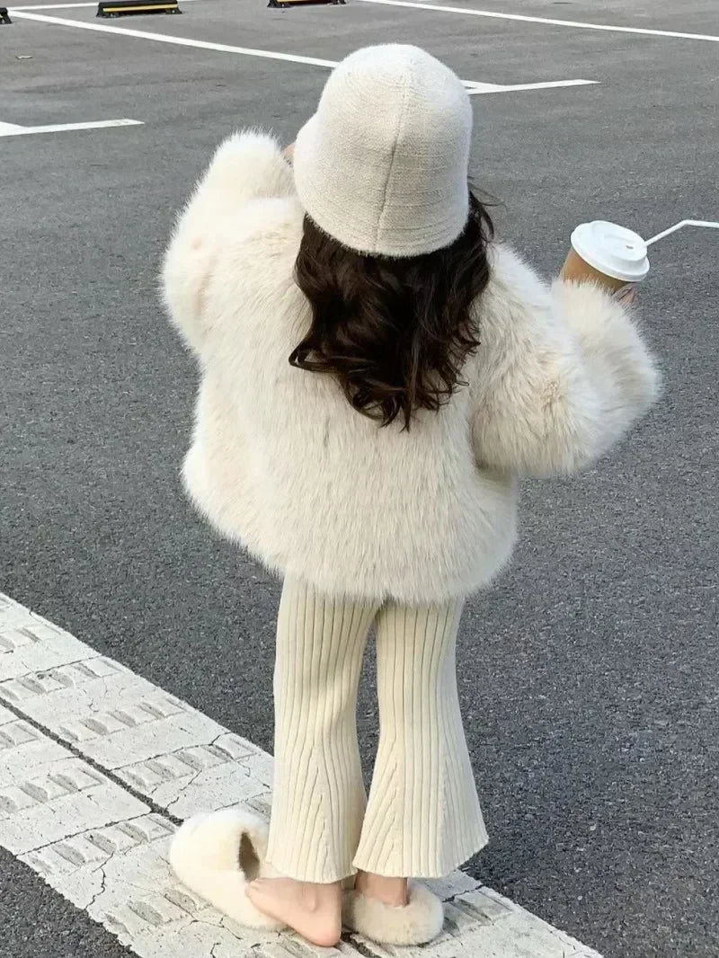 Coats Girls Plush Versatile Furs Cotton Fashion