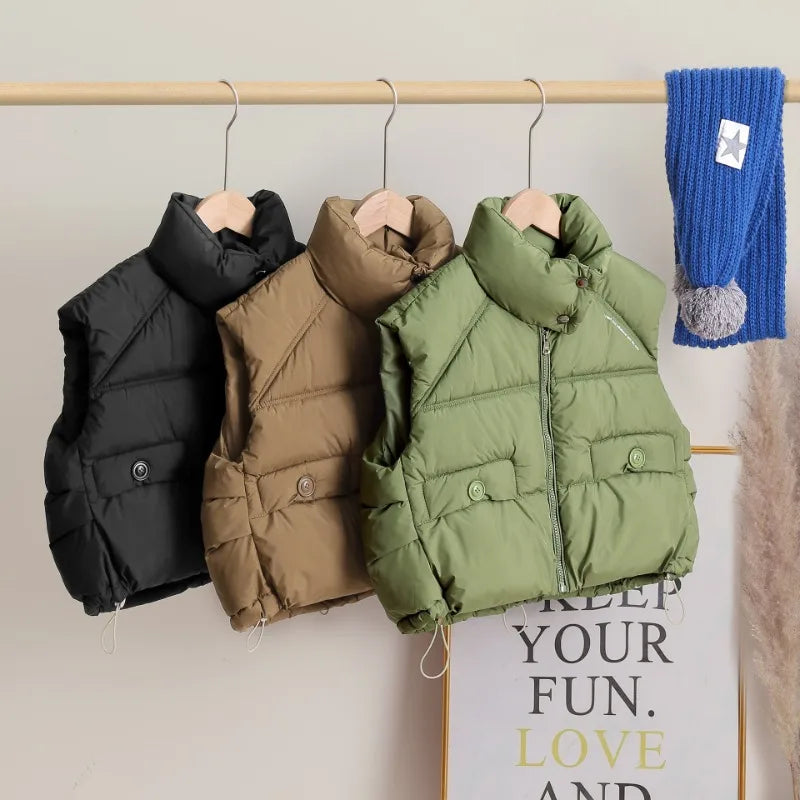 Kids Boys Winter Clothes Thickened Warm Cotton Vest