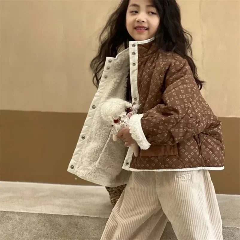 Overcoat Jacket Outerwear Floral Warm Cotton