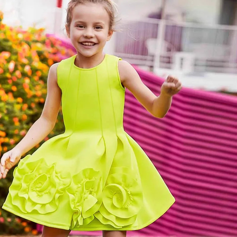 Dress Children Summer Sleeveless Flower