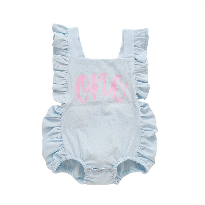 0-24M Infant Girls Solid Color Romper Baby Summer Clothing Sleeveless Square Neck Ruffle Romper Jumpsuits Toddler Overalls