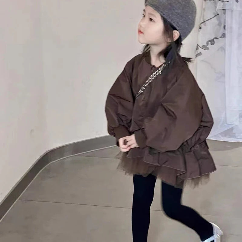 Coat Fake Two-Piece Mesh Children's Coat Top