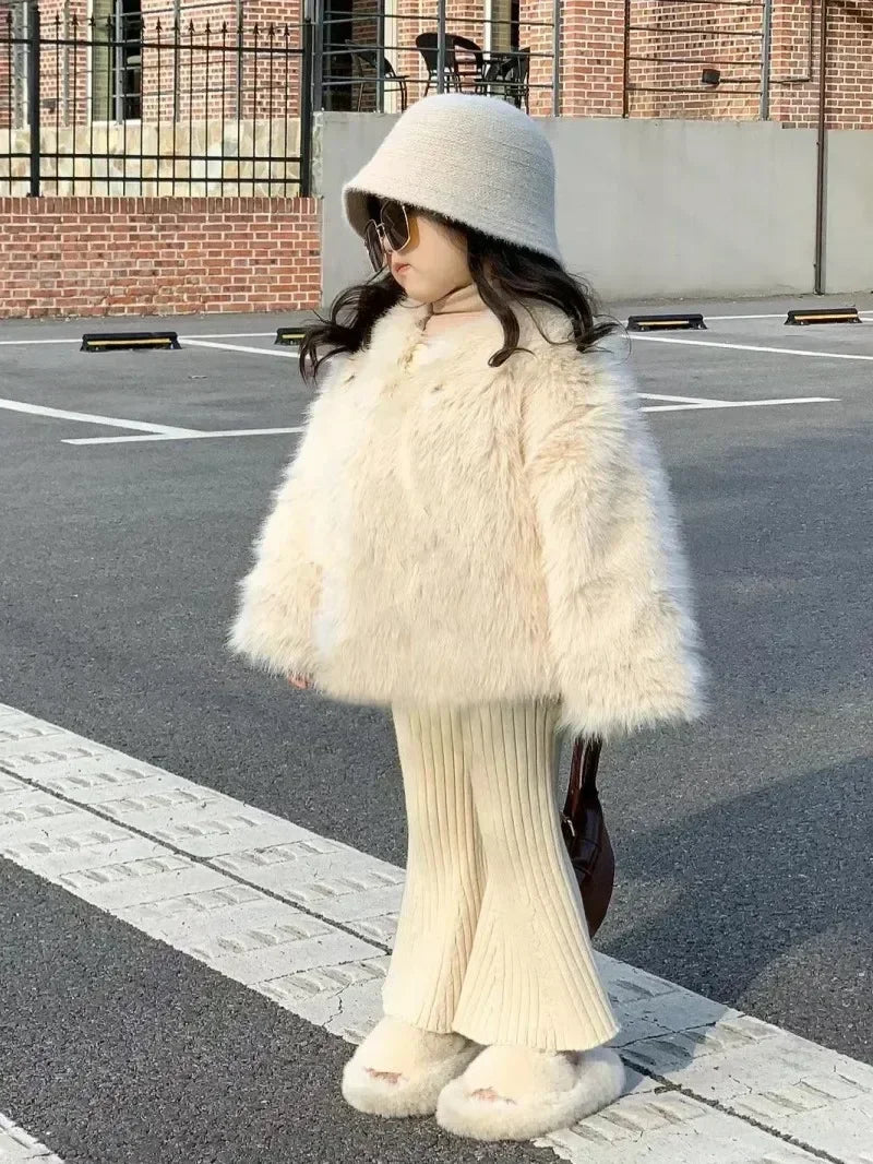 Coats Girls Plush Versatile Furs Cotton Fashion