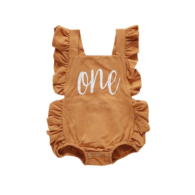 0-24M Infant Girls Solid Color Romper Baby Summer Clothing Sleeveless Square Neck Ruffle Romper Jumpsuits Toddler Overalls