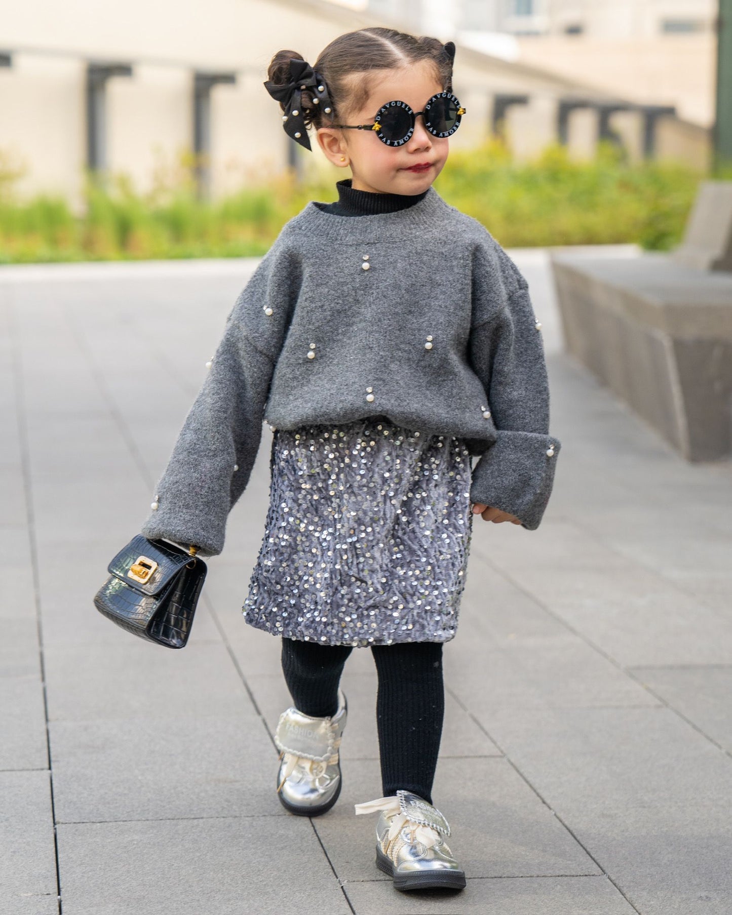Elegant Sequins Short Skirt Suit