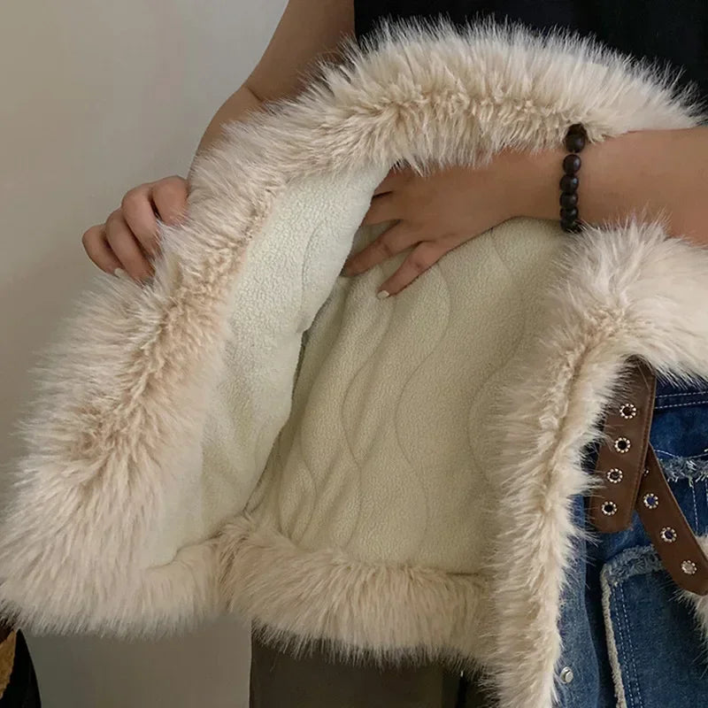 Fur Lapel Collar Thickening Coat Plush Long Sleeve