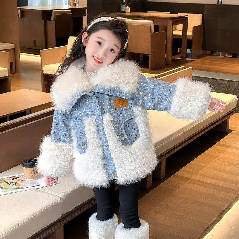 Winter Jacket Girl Warm Faux Fur Coat