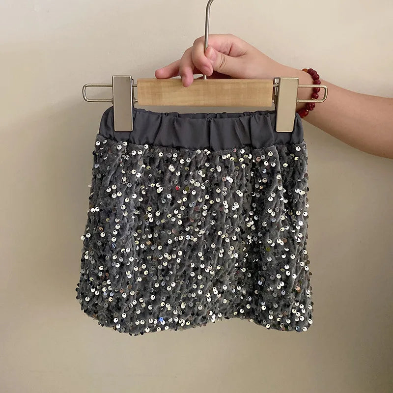 Elegant Sequins Short Skirt Suit