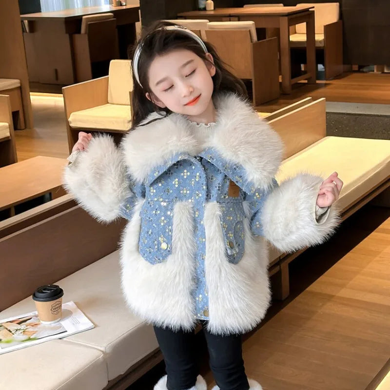 Winter Jacket Girl Warm Faux Fur Coat