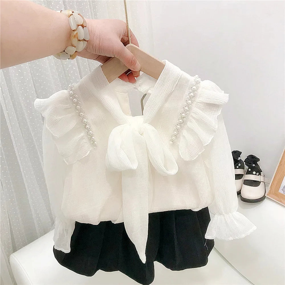 Shirt Thin Korean Style Girls Sweet Shirt and Skirt